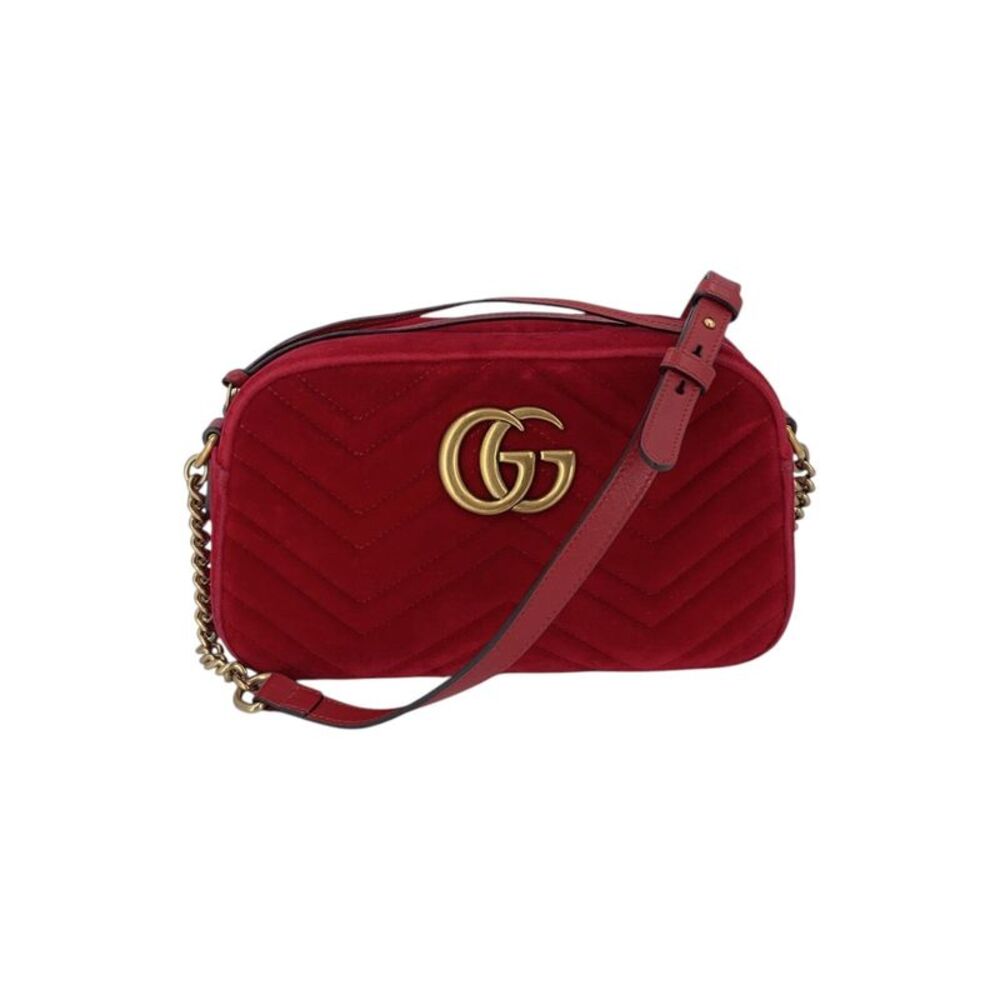 Gucci Velvet Shoulder Bag GG Marmont Chain Matelasse
